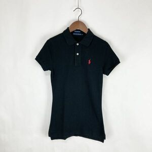 RALPF LAUREN Ralph Lauren женский рубашка-поло с коротким рукавом tops одноцветный Logo вышивка хлопок 100% черный чёрный S размер golf Golf спорт 