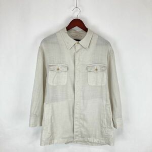 DAKS ダックス メンズ 長袖 カッターシャツ ワイシャツ Yシャツ トップス 無地 薄手 両胸ポケット 内ポケット有り ベージュ Mサイズ 相当