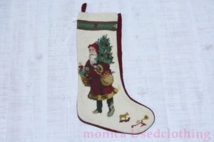 MK020◆レトロ X'masソックス クリスマスツリー飾り タペストリー プレゼント 靴下