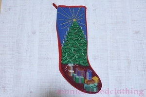 MK038◆レトロ X'masソックス クリスマスツリー飾り タペストリー プレゼント 靴下
