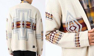 タケオキクチ ☆ PENDLETON ☆ ネイティブ柄 ニット カーディガン カシミヤ　TAKEO KIKUCHI ペンドルトン TK レディース メンズ　M