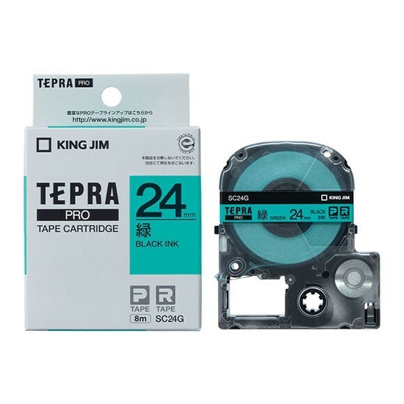 【未使用 箱なし 送料込み】1個 TEPRA PROテープ SC24G 24mm （パステル・緑・黒文字） テプラ キングジム