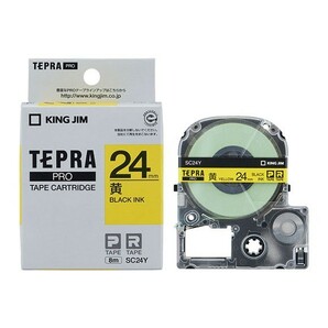 【未使用 箱なし 送料込み】1個 TEPRA PROテープ SC24Y 24mm （パステル・黄・黒文字） テプラ キングジム