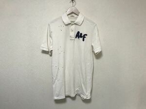 本物アバクロンビーアンドフィッチAbercrombie&Fitchコットンペンキ半袖ポロシャツメンズビジネスアメカジミリタリー白ホワイトMマカオ製