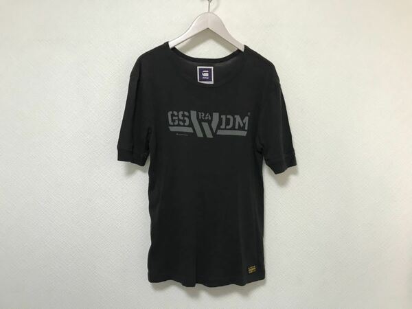 本物ジースターロウGSTAR RAWコットンプリント半袖Tシャツメンズビジネスアメカジミリタリーサーフ黒ブラックL