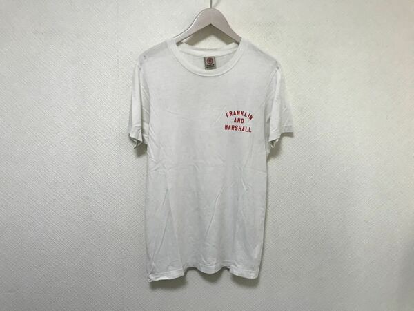 本物フランクリンマーシャルFRANKLINMARSHALLコットンプリント半袖Tシャツメンズビジネスアメカジミリタリーサーフ白ホワイトXSイタリア製