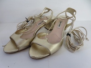 BDZ10* MiuMiu /MIU MIU low heel sandals Gold size inscription 34 1/2