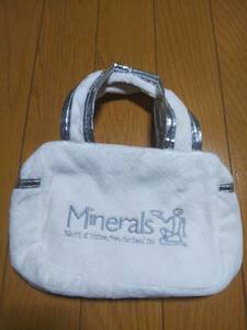 Minerals ミニトートバッグ ミニバッグ ランチトート ファスナー星型 ふわふわ モコモコ 白色×シルバー 新品