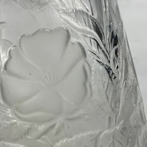 【朝】ノリタケ 花瓶 ガラス Noritake 凹凸作り花紋 ガラス工芸 高27cmの画像6