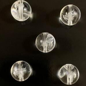 天然石彫り水晶12星座（おひつじ座）12mm玉　5粒セット