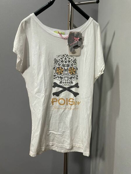 未使用訳ありPOISイタリア製半袖カットソーTシャツ白レディース