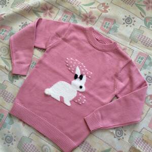 キッズセーター　ウサギ　未使用　６－７才　１２０ｃｍ　キュートラビットセーター　可愛いピンク