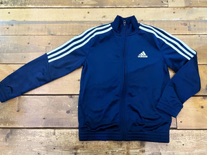 3015★adidas/アディダス 3ライン袖切り替えトラックジャケット キッズサイズ140 ネイビー系 ジャージ 男の子用 子供服 スポーツ ★