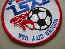 90s SOCCER CITY USA TROY MICHIGANサッカー刺繍ワッペン/TYSLアメリカVintageビンテージSOCCERパッチFOOTBALLアップリケpatches V183_画像3