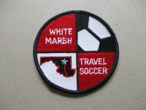 90s WHITE MARSH TRAVEL SOCCERサッカー刺繍ワッペン/アメリカUSA VintageビンテージSOCCERパッチFOOTBALLアップリケpatches V183