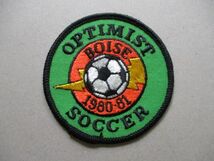 80s OPTIMIST SOCCER Boise Idaho1980-1981サッカー刺繍ワッペン/AアメリカVintageビンテージUSAパッチFOOTBALLアップリケpatches V183_画像1