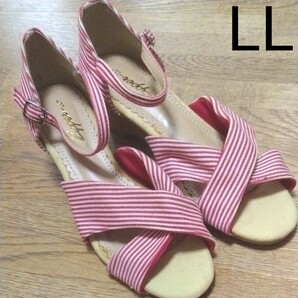 LLサイズ サンダル ウェッジソールサンダル 赤