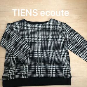 美品 7分袖千鳥格子トップス