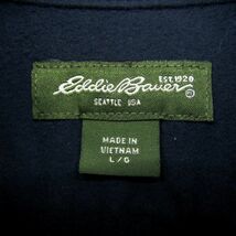 サイズ L/G ベトナム製 エディーバウアー Eddie Bauer 長袖 シャモアクロス シャツ ネイビー 古着 2S2592_画像3