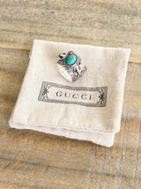 ☆最終価格☆ 9号 磨き仕上 GUCCI グッチ ガーデン ダブル キャットヘッド グリーンストーン リング 指輪 送料無料 タイガー トラ 虎_画像5