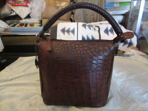 #JRA засвидетельствование товар книга@ крокодил кожа большая сумка прекрасный товар темно-коричневый сделано в Японии #