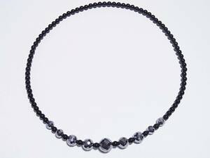  high purity tera hell tsu/ mirror cut × onyx 40.45.50cm stretch * necklace ( flexible ) stiff shoulder 