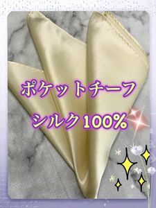 ポケットチーフ／ シルク100%新品