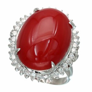  surely . red color. power size Pt900. red .. diamond ring 14.5g D0.83ct super-beauty goods so-ting attaching *jz415