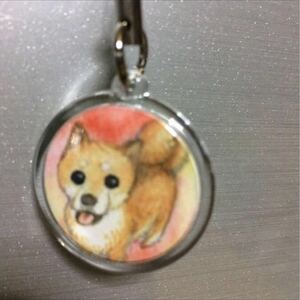 オリジナルストラップ 柴犬 茶色 複製画 水彩 オリジナルイラスト 犬 【あおきしずか】