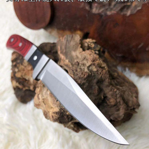 【美しい天然ウッドハンドル】 シースナイフ 5Cr13MoVステンレス鋼 コレクション アウトドア キャンプ サバイバル 狩猟刀 レッドブラウンの画像3