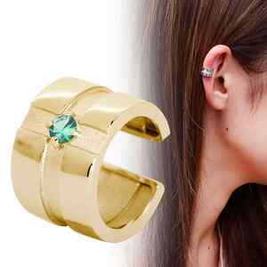  earcuff 18k 18 gold lady's cross motif iya cuff Gold emerald 5 month birthstone 