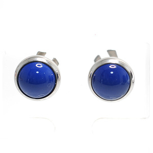  Hermes HERMES Eclipse earrings / blue × silver (12381)