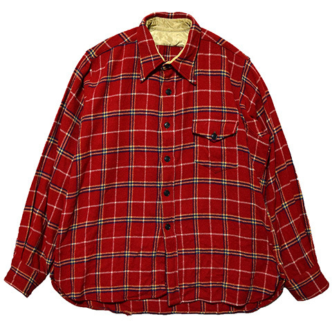 【XL】 50S ヴィンテージ マチ付き ウールシャツ フランネルシャツ 長袖シャツ メンズXL相当 大きいサイズ USA アメカジ 古着 BG0483