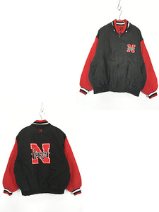 古着 90s Nebraska Huskers ハスカーズ BIG パッチ パデット リバーシブル ジャケット M 古着