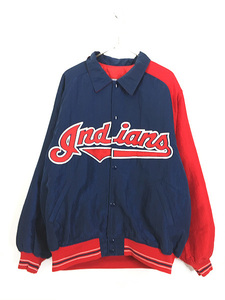 古着 90s MLB Cleveland Indians インディアンズ パデット ナイロン ジャケット XL 古着
