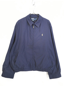 古着 Polo Ralph Lauren 異素材 フェイク スエード スウィング トップ ジャケット 紺 L 古着