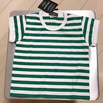 新品　マリメッコ marimekko ボーダー　半袖Tシャツ　60cm グリーン×ホワイト　ベビー　フィンランド製_画像1