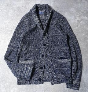 HRM BLUE BLUEb lube Roo Indigo shawl color cotton knitted jacket made in Japan cardigan men's (1) indigo / Mix S-775