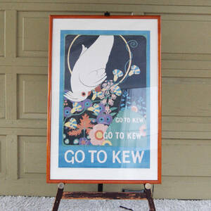 4476-5t1【大型 ヴィンテージ ポスター Go to Kew, by Maxwell Armfield, 1915 Kew Gardens 額装 92x62cm】広告 宣伝 アンティーク◎