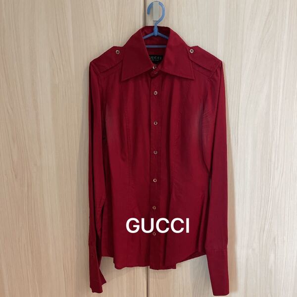 GUCCI 黒夢 清春 着用 シャツ ドレス シルク レッド ライブ グッチ