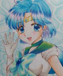  hand-drawn illustrations Sailor Moon sailor Mercury * B5a ruby Leo watercolor paper 
