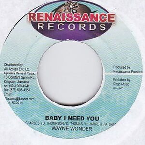 Epレコード　WAYNE WONDER / BABY I NEED YOU (REBIRTH)