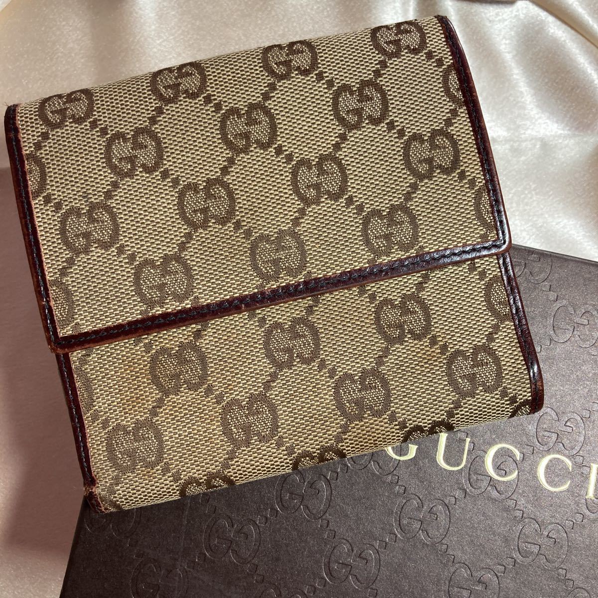 希少 GUCCI がま口 三つ折り財布 マイクログッチ GG金具 オールド