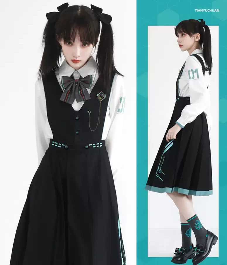 初音ミク ボカロ ☆海外公式正規☆学生服 冬服 ブラック ワンピース