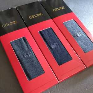 セリーヌ メンズ ソックス ３足セット 25cm ロゴ刺繍 紳士靴下 ビジネスソックス ダークグレー・ブラック・グレー CELINE /D-TK1200