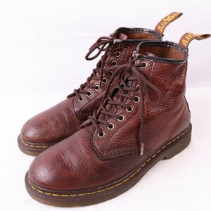 ドクターマーチン UK7/25.5cm-26.0cm/8ホール ブラウン ブーツ 茶 ブーツ レザー メンズ レディース dr.martens 中古 古着 dh3987