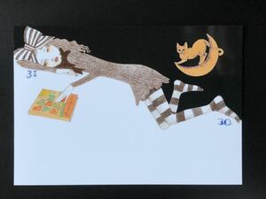 【宇野亜喜良のPostcard（印刷）】≪おやすみなさい≫「おばあさんになった女の子」より