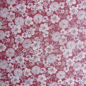 ★Handwork*Fabric♪60ローン♪ソーイングプリント♪フラワー(レッド)SC10428S-C♪109×50★【NE1950-A】