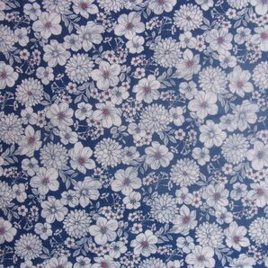 ★Handwork*Fabric♪60ローン♪ソーイングプリント♪フラワー(ブルー)SC10428S-D♪109×30★【NE1951-B】