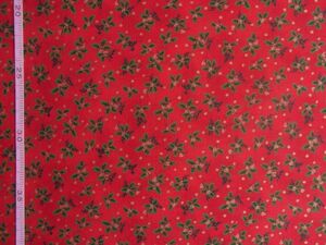 ★Handwork*Fabric♪スケア♪X'mas♪ヒイラギ(赤)♪109×30★【NE1980-B】